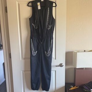 Nike Black Sleeveless Jumpsuit with White Swoosh Accents